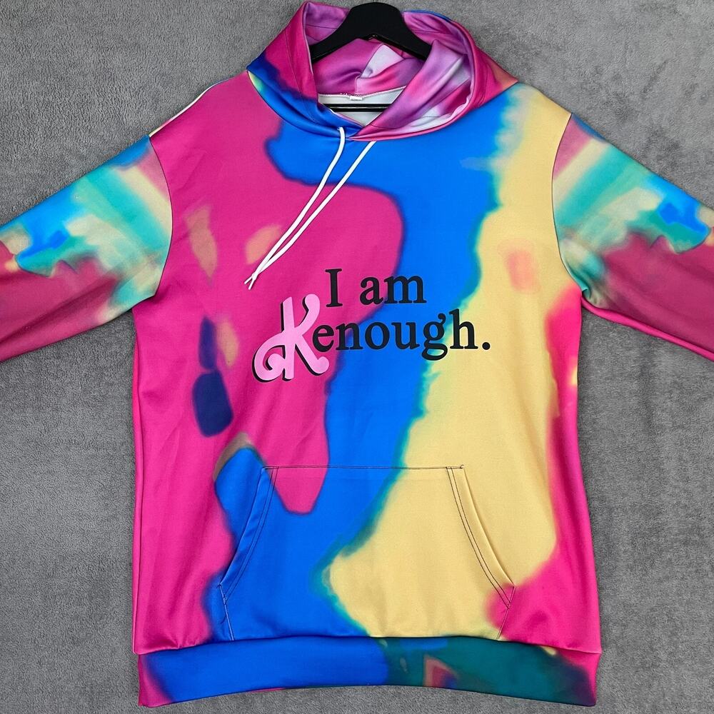 Ken Barbie the Movie Hoodie Men's M Pink Blue Tie-Dye "I Am Kenough"